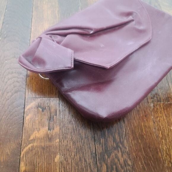 Nwt Deadstock Vintage 80s Burgundy Foldover Large Clutch Purse - Picture 2 of 13